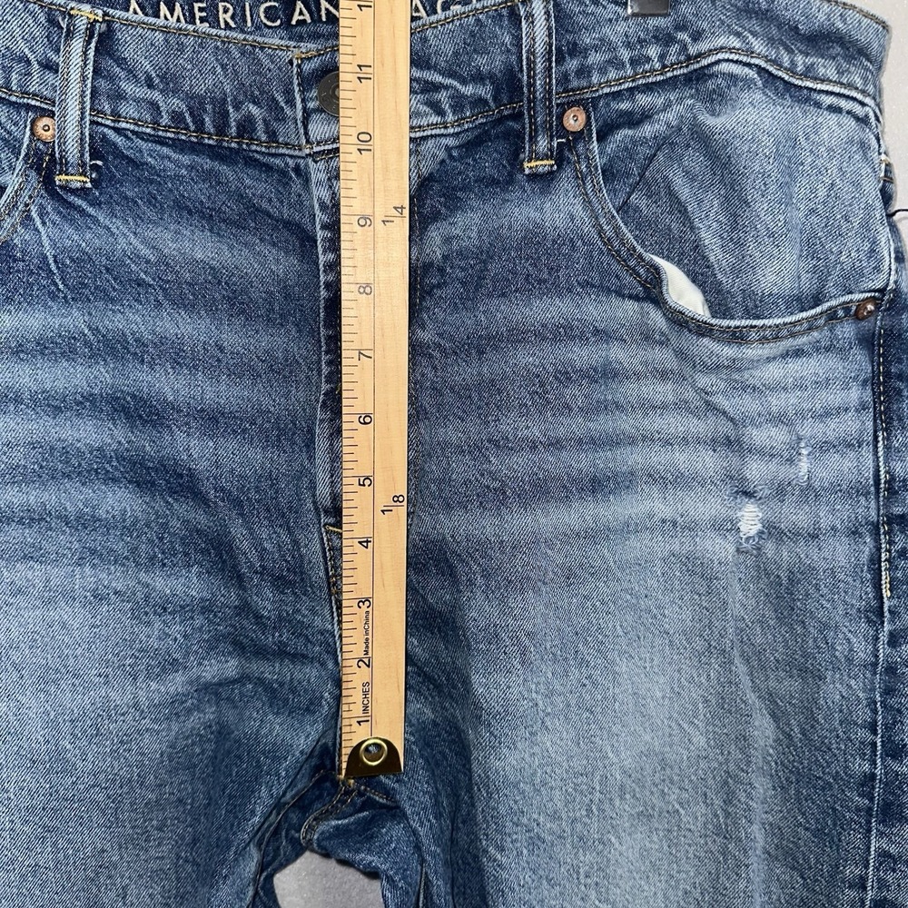 American Eagle Jeans Straight Blue Distressed Stretch Men's (Fits 38x29) - Picture 6 of 9